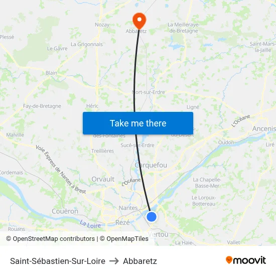 Saint-Sébastien-Sur-Loire to Abbaretz map
