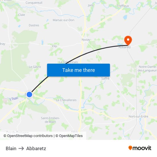 Blain to Abbaretz map