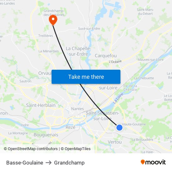 Basse-Goulaine to Grandchamp map