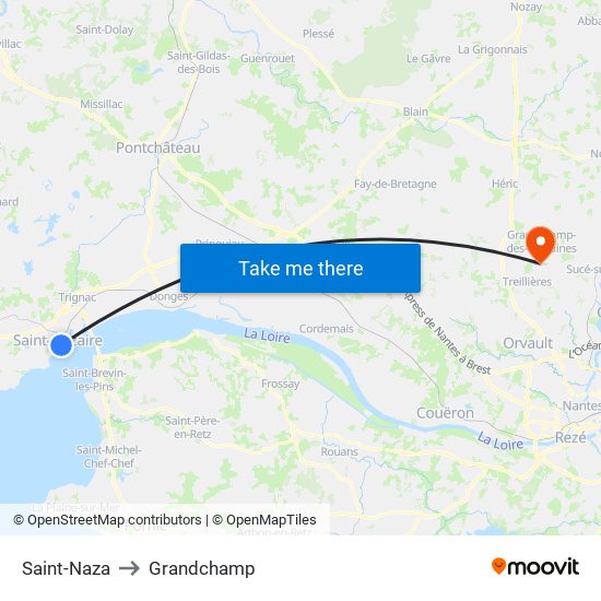 Saint-Naza to Grandchamp map