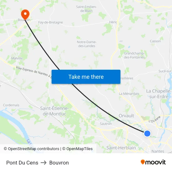Pont Du Cens to Bouvron map