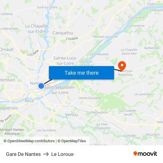 Gare De Nantes to Le Loroux- map