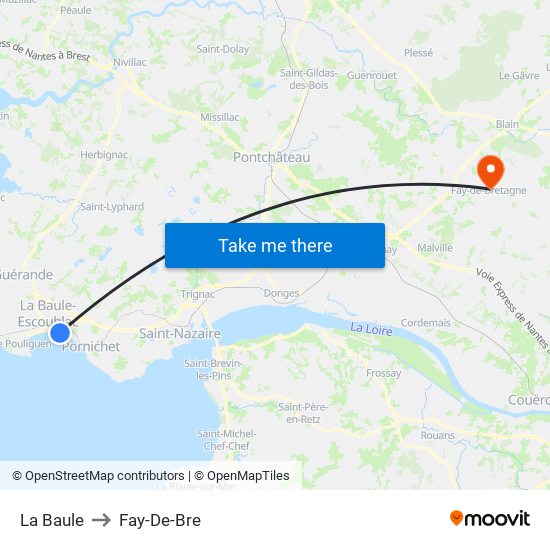 La Baule to Fay-De-Bre map