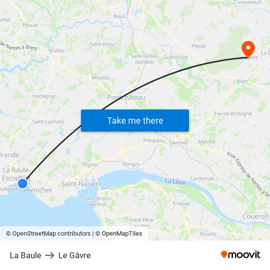 La Baule to Le Gâvre map