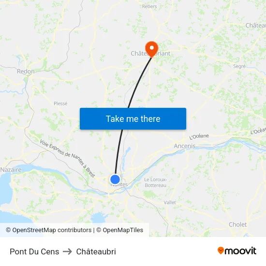 Pont Du Cens to Châteaubri map