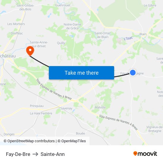Fay-De-Bre to Sainte-Ann map
