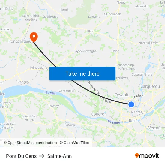 Pont Du Cens to Sainte-Ann map