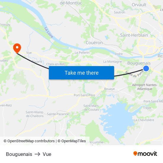Bouguenais to Vue map