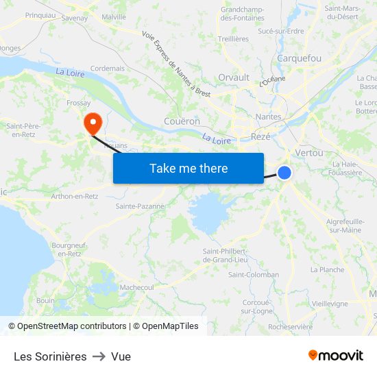 Les Sorinières to Vue map
