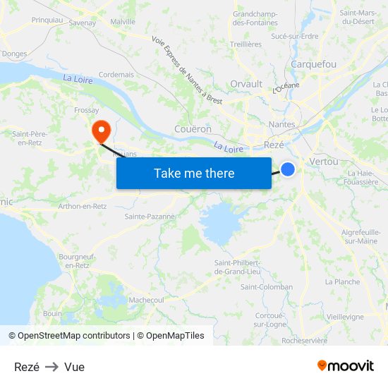 Rezé to Vue map