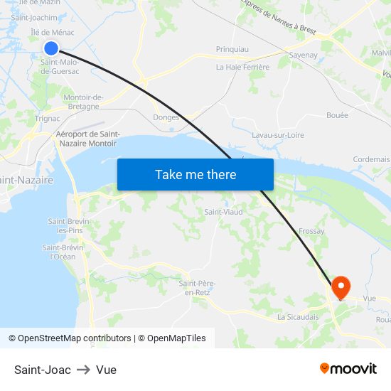 Saint-Joac to Vue map