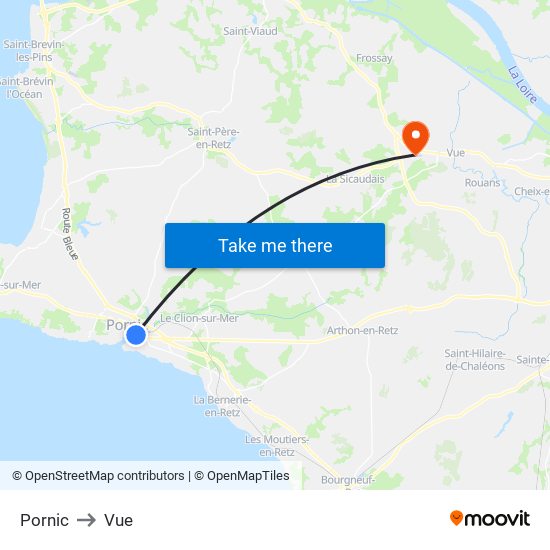 Pornic to Vue map