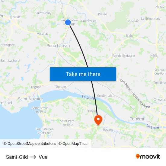 Saint-Gild to Vue map