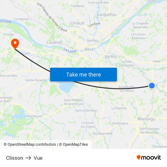 Clisson to Vue map