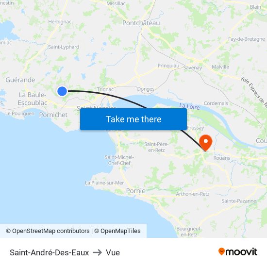 Saint-André-Des-Eaux to Vue map