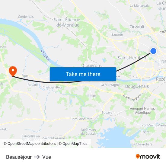 Beauséjour to Vue map