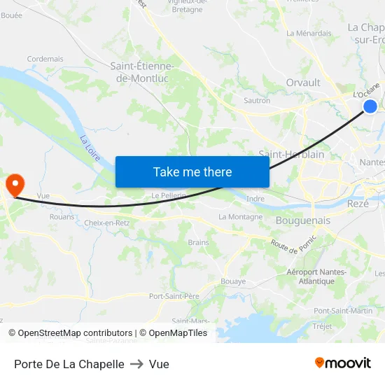 Porte De La Chapelle to Vue map