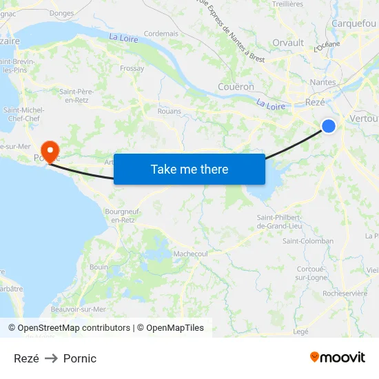 Rezé to Pornic map