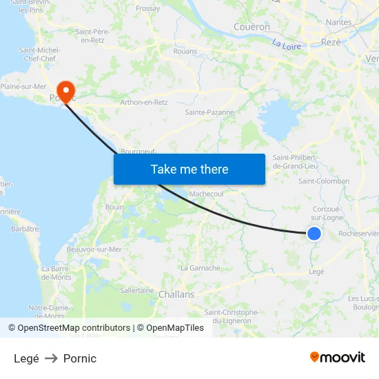 Legé to Pornic map