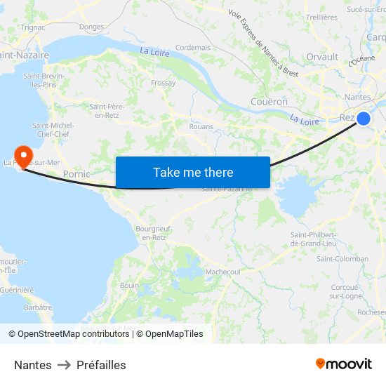 Nantes to Préfailles map
