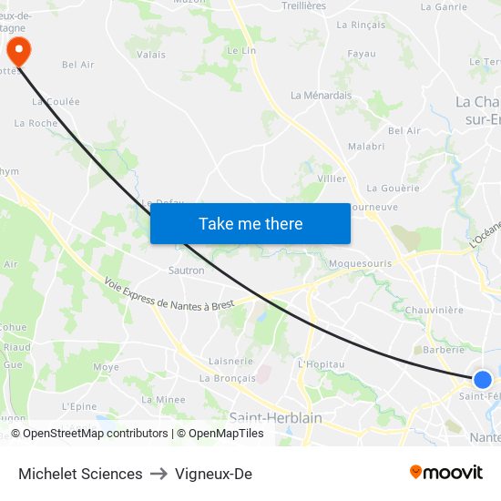 Michelet Sciences to Vigneux-De map