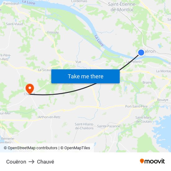 Couëron to Chauvé map