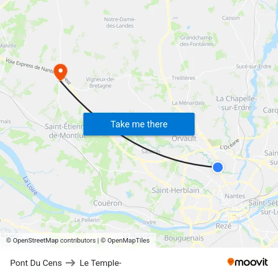 Pont Du Cens to Le Temple- map