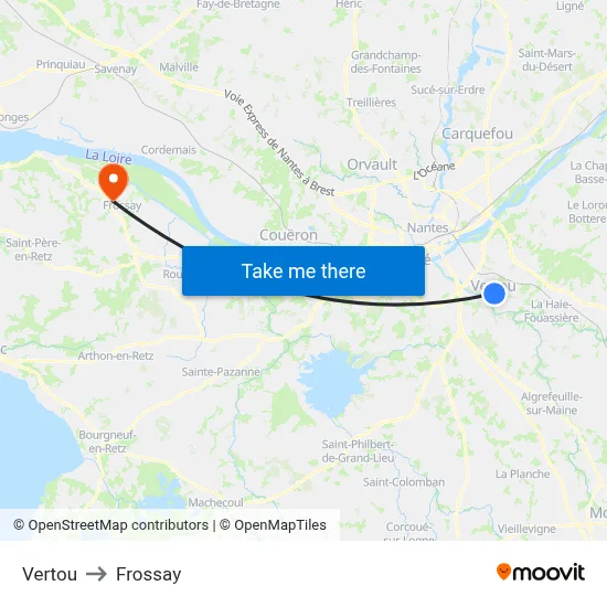 Vertou to Frossay map