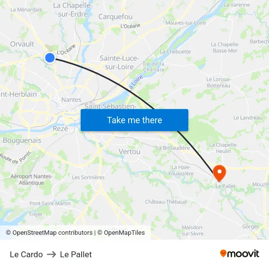 Le Cardo to Le Pallet map