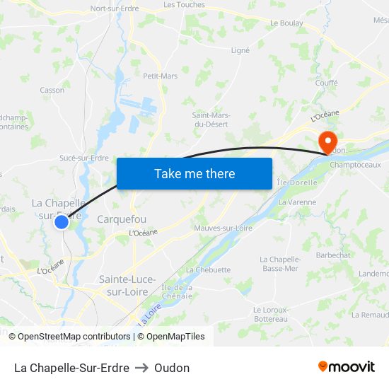 La Chapelle-Sur-Erdre to Oudon map