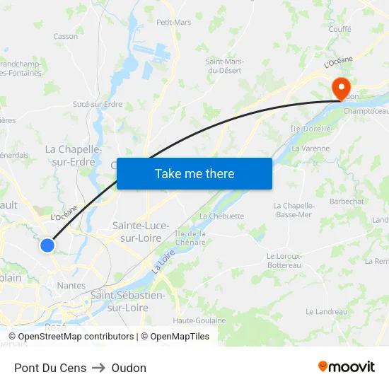 Pont Du Cens to Oudon map