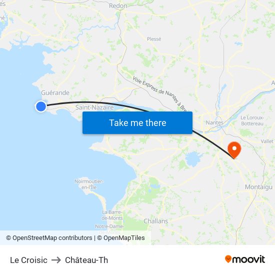 Le Croisic to Château-Th map