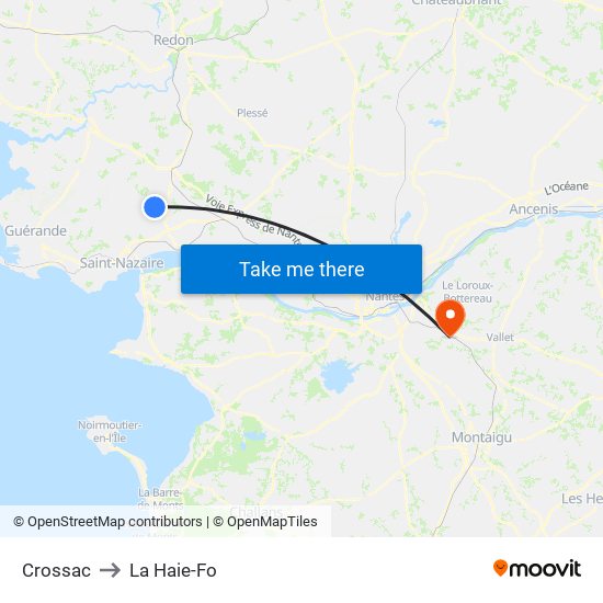 Crossac to La Haie-Fo map