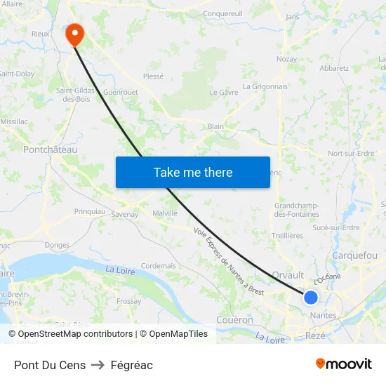 Pont Du Cens to Fégréac map