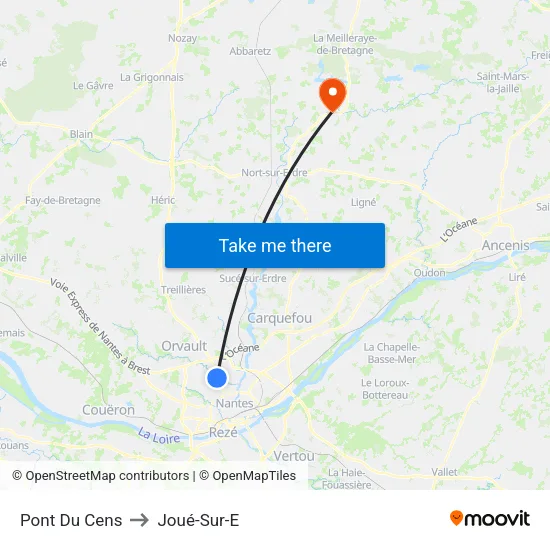 Pont Du Cens to Joué-Sur-E map