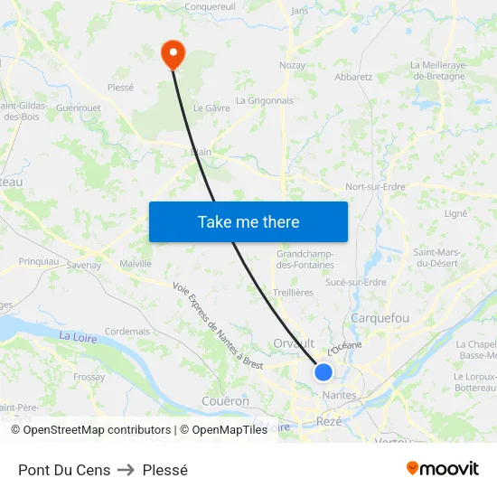 Pont Du Cens to Plessé map