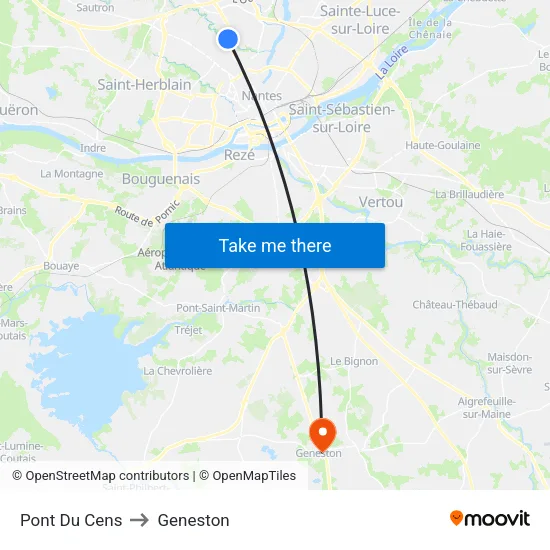 Pont Du Cens to Geneston map