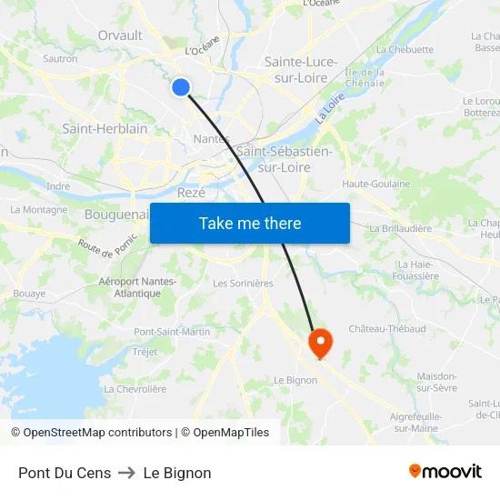 Pont Du Cens to Le Bignon map