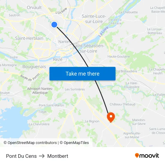 Pont Du Cens to Montbert map