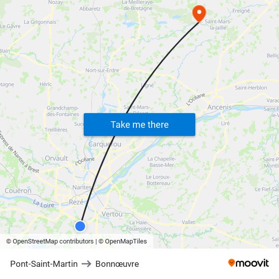 Pont-Saint-Martin to Bonnœuvre map