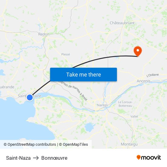 Saint-Naza to Bonnœuvre map