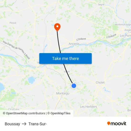 Boussay to Trans-Sur- map