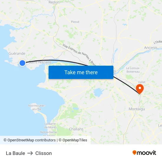 La Baule to Clisson map