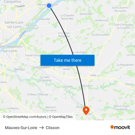 Mauves-Sur-Loire to Clisson map