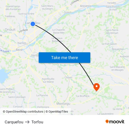 Carquefou to Torfou map