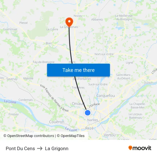Pont Du Cens to La Grigonn map