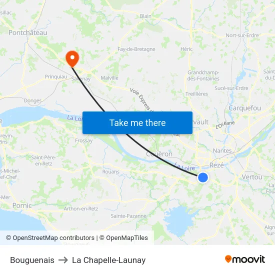Bouguenais to La Chapelle-Launay map