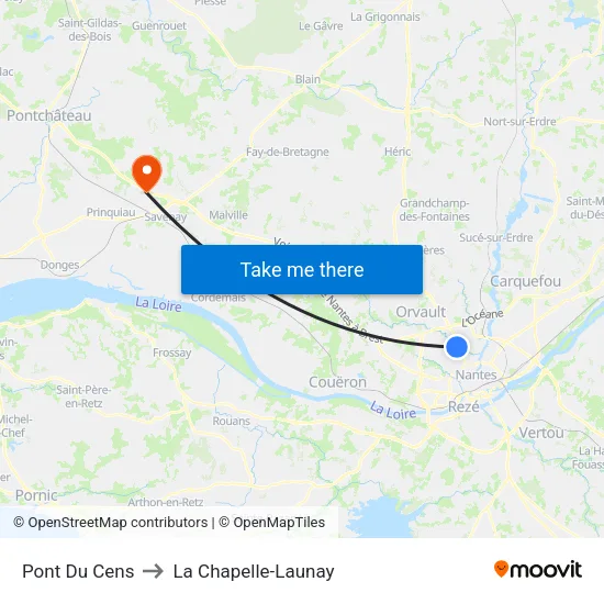 Pont Du Cens to La Chapelle-Launay map
