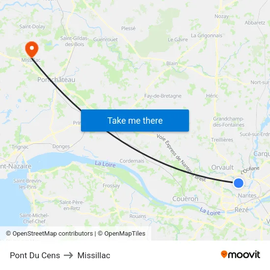 Pont Du Cens to Missillac map