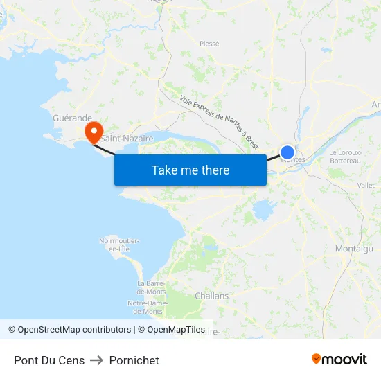 Pont Du Cens to Pornichet map